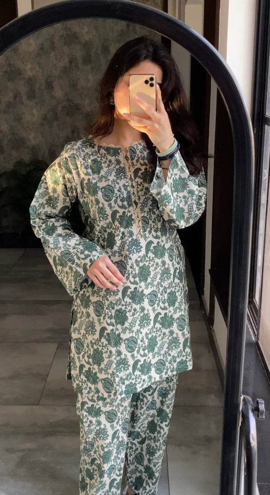 Green Printed 3 Piece